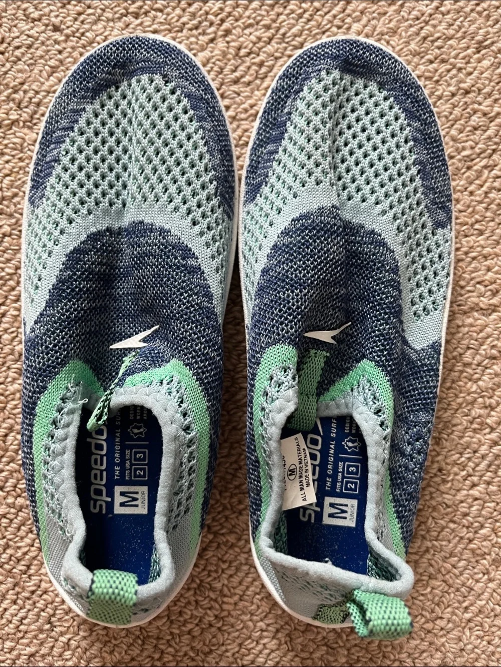 Speedo Kids Slip-On Water Shoes 💦 in Mint Green, Light Blue & Navy 2/3Y